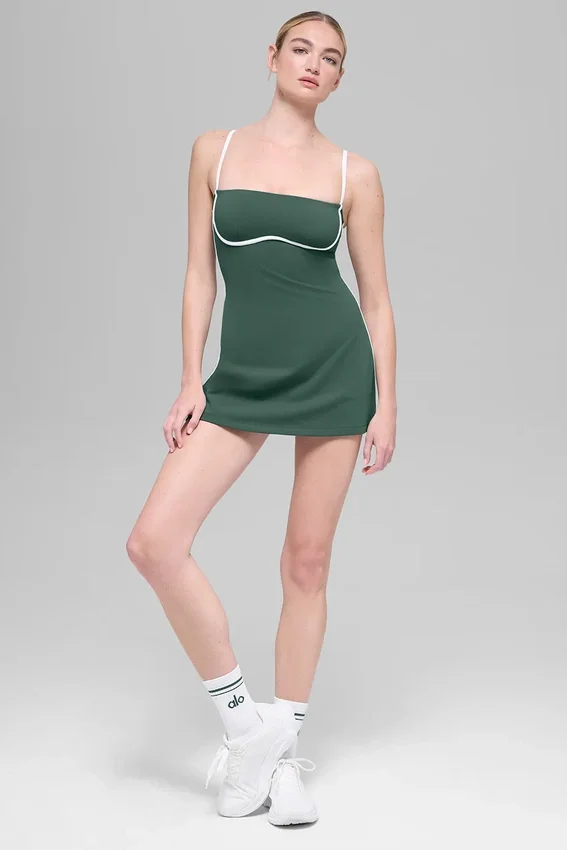 Airbrush Streamlined Kleid – Kleegrün/Weiß