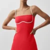 Airbrush Streamlined Kleid – Leuchtend Rot/Weiß