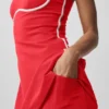 Airbrush Streamlined Kleid – Leuchtend Rot/Weiß