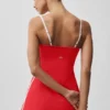 Airbrush Streamlined Kleid – Leuchtend Rot/Weiß