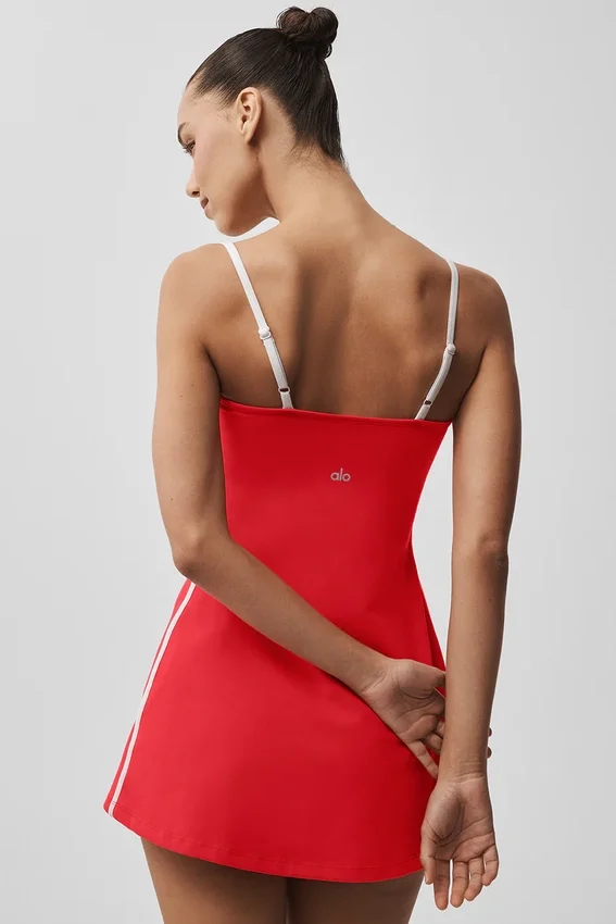 Airbrush Streamlined Kleid – Leuchtend Rot/Weiß