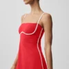 Airbrush Streamlined Kleid – Leuchtend Rot/Weiß