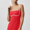 Airbrush Streamlined Kleid – Leuchtend Rot/Weiß