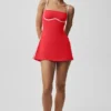 Airbrush Streamlined Kleid – Leuchtend Rot/Weiß