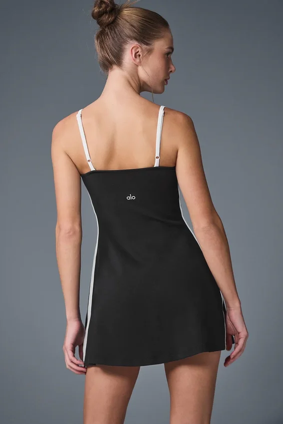 Airbrush Streamlined-Kleid – Schwarz/Weiß
