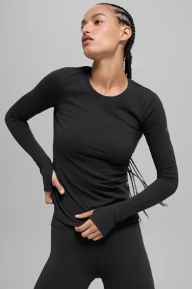 Airbrush Winter Warm Nocturne Langarmshirt – Schwarz