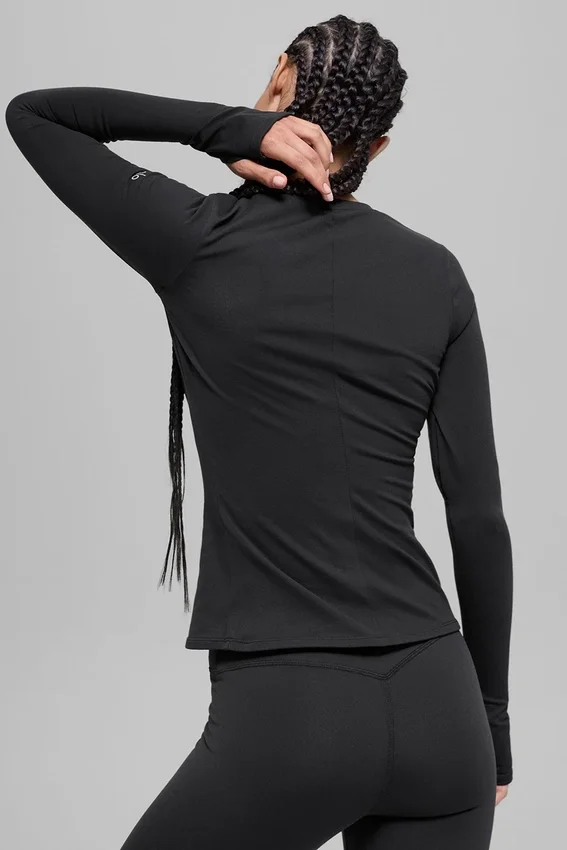Airbrush Winter Warm Nocturne Langarmshirt – Schwarz