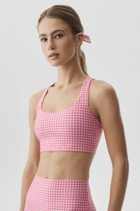 Airlift Gingham Sleek BH-Tanktop – Paradise Pink Gingham