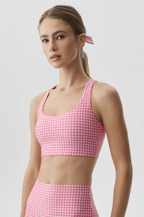 Airlift Gingham Sleek BH-Tanktop – Paradise Pink Gingham