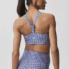Airlift Gingham Sleek BH-Top – Marineblau mit Vichy-Karomuster