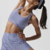 Gingham Airlift So Smooth Stirnband – Marineblau mit Vichy-Karomuster