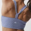 Airlift Gingham Sleek BH-Top – Marineblau mit Vichy-Karomuster