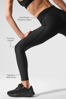 Airlift High-Waist 7/8 Line-Up-Leggings – Schwarz