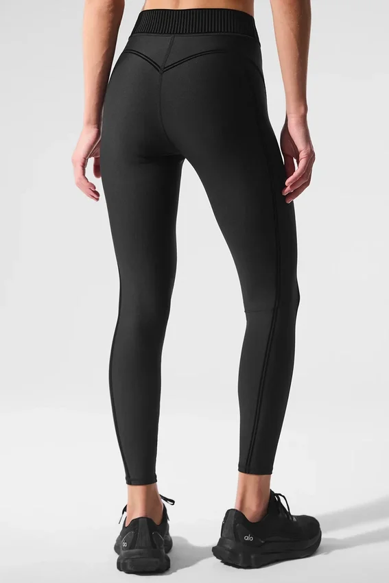 Airlift High-Waist 7/8 Line-Up-Leggings – Schwarz