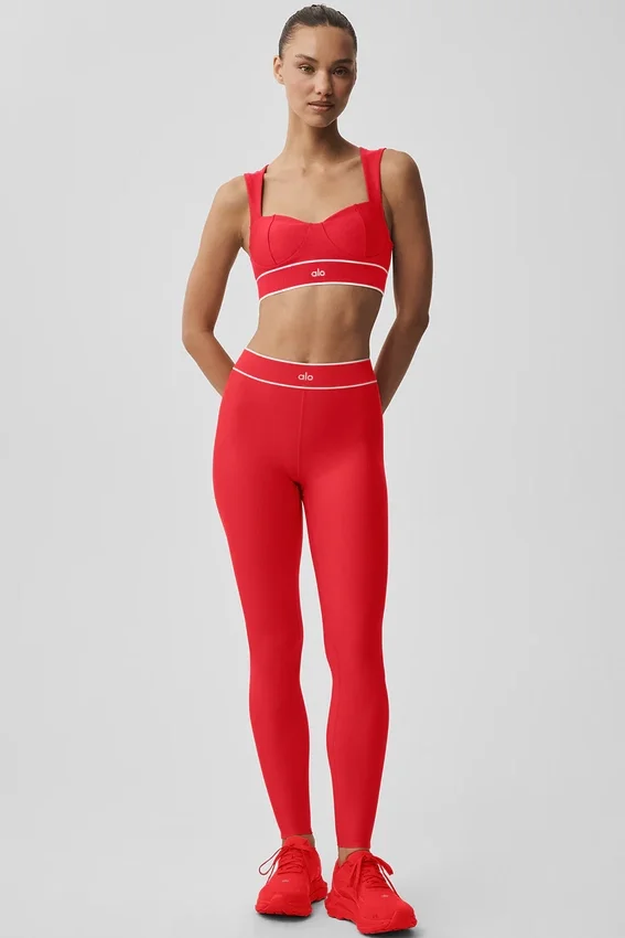 Airlift High-Waist Alignment Leggings – Leuchtend Rot/Weiß