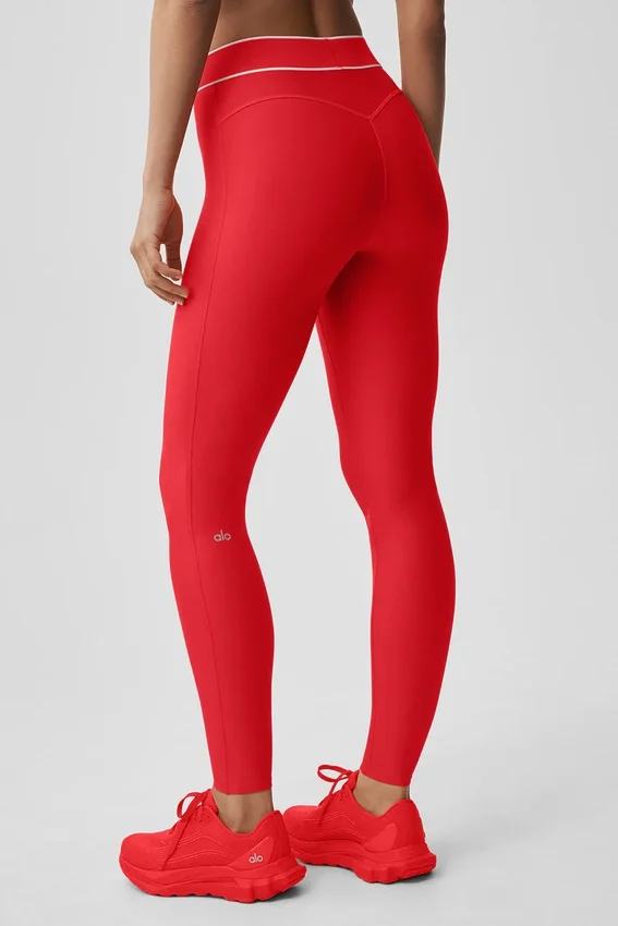 Airlift High-Waist Alignment Leggings – Leuchtend Rot/Weiß