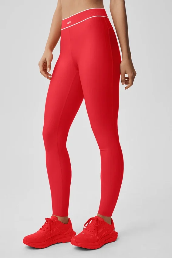Airlift High-Waist Alignment Leggings – Leuchtend Rot/Weiß