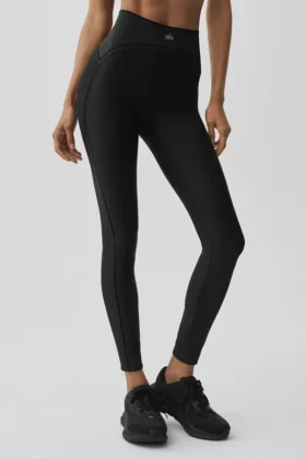 Airlift High-Waist Top-Notch Leggings – Schwarz