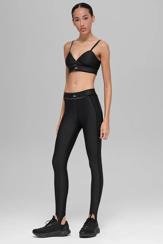 Airlift Love Language Stirrup-Leggings mit High-Waist-Taille – Schwarz