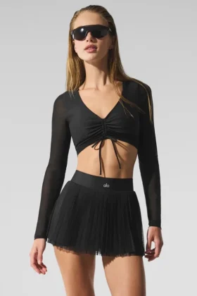 Airlift Mesh Divine Langarmshirt-BH – Schwarz