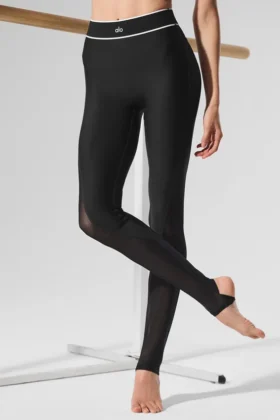 Airlift Mesh High-Waist Darling Stirrup Leggings – Schwarz