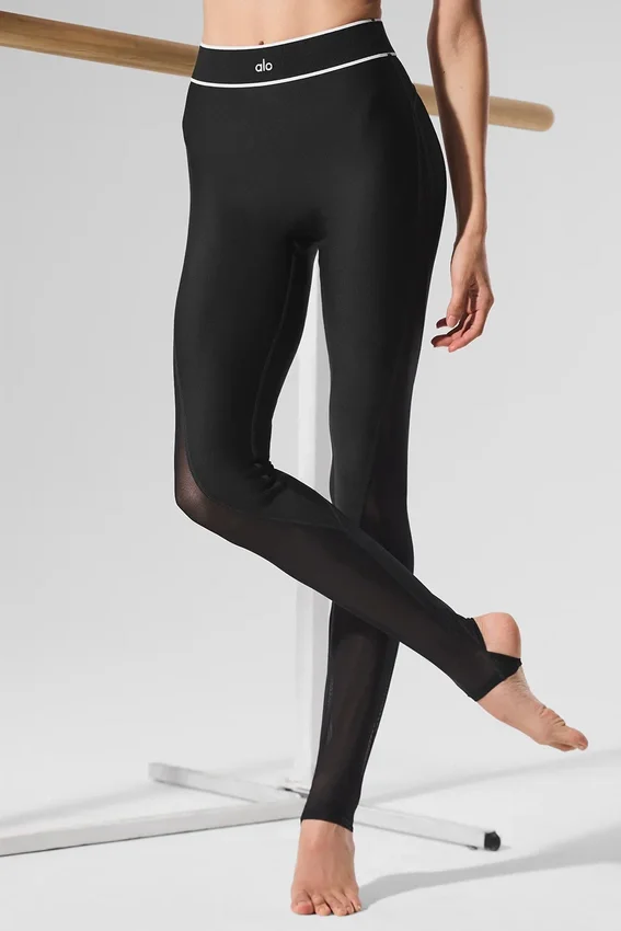 Airlift Mesh High-Waist Darling Stirrup Leggings – Schwarz