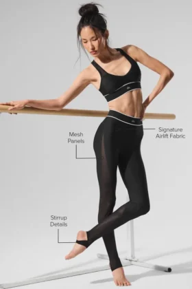 Airlift Mesh High-Waist Darling Stirrup Leggings – Schwarz