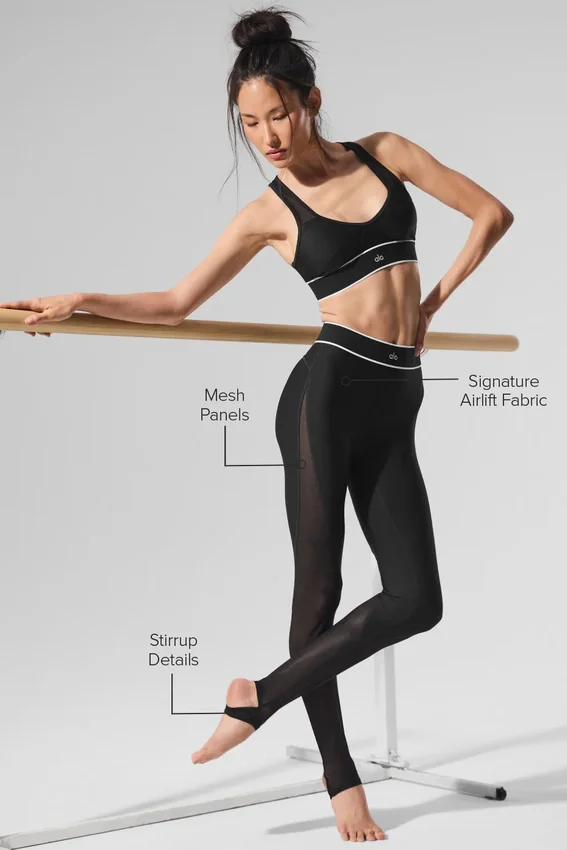 Airlift Mesh High-Waist Darling Stirrup Leggings – Schwarz