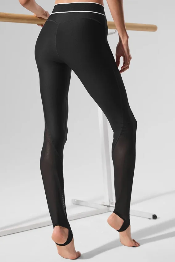 Airlift Mesh High-Waist Darling Stirrup Leggings – Schwarz