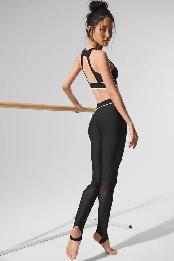Airlift Mesh High-Waist Darling Stirrup Leggings – Schwarz