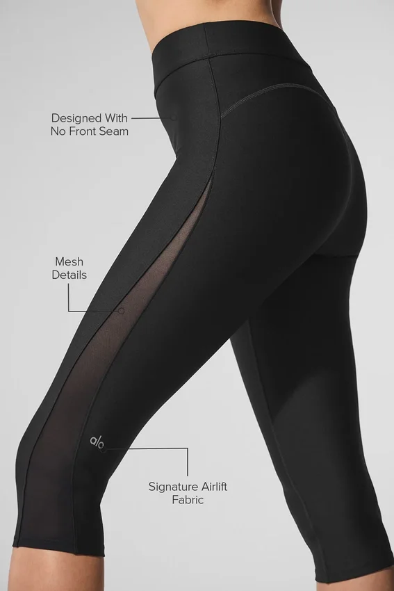 Airlift Mesh High-Waist Just Right Capri – Schwarz