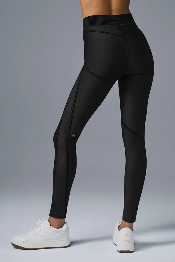 Airlift Mesh Line-up Leggings mit High-Waist-Taille – Schwarz
