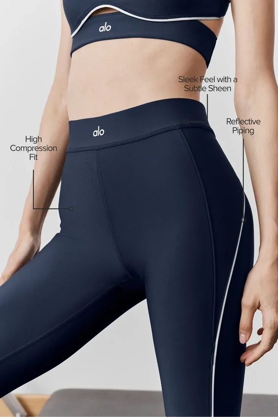 Airlift Speedwork-Leggings mit hoher Taille und 7/8-Beinlänge – Navy