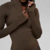 Airlift Winter Warm Langarmshirt mit 1/4-Reißverschluss – Espresso