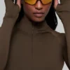 Airlift Winter Warm Langarmshirt mit 1/4-Reißverschluss – Espresso