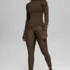Airlift Winter Warm Langarmshirt mit 1/4-Reißverschluss – Espresso