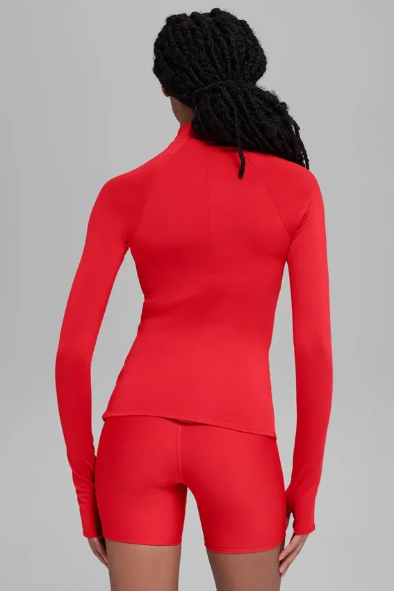 Airlift Winter Warm Langarmshirt mit 1/4-Reißverschluss – Leuchtend Rot