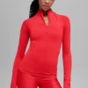 Airlift Winter Warm Langarmshirt mit 1/4-Reißverschluss – Leuchtend Rot