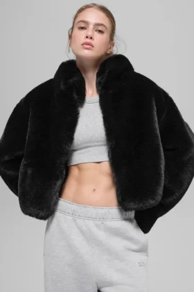 Allure-Jacke aus Kunstfell – Schwarz
