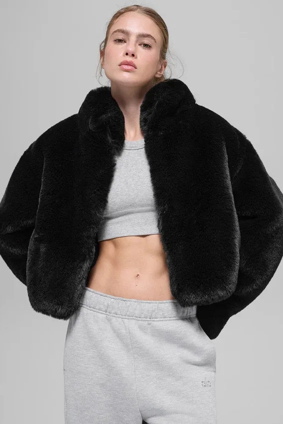 Allure-Jacke aus Kunstfell – Schwarz