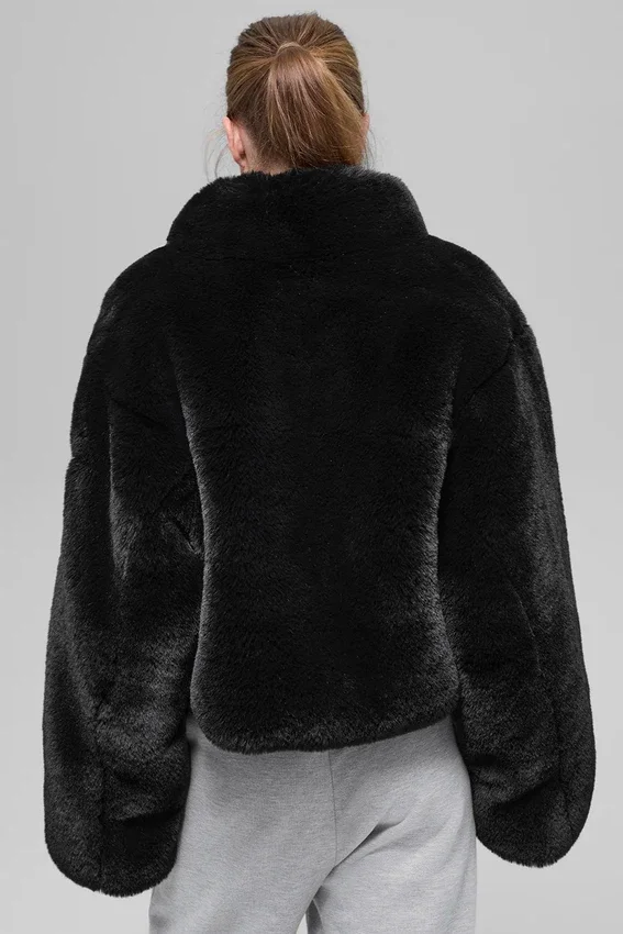 Allure-Jacke aus Kunstfell – Schwarz