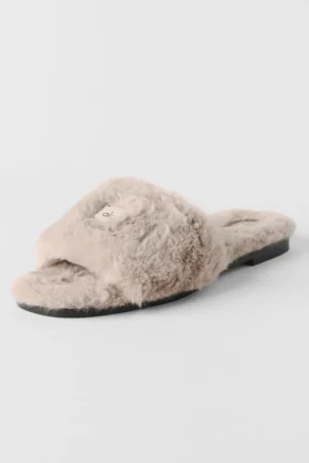 Alo Classico Kunstfell-Sandale – Oat