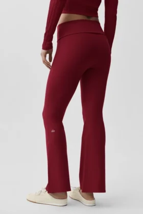 Alo Softsculpt 7/8-Foldover-Flare-Leggings – Summer Romance Red