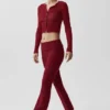 Alo Softsculpt 7/8-Foldover-Flare-Leggings – Summer Romance Red