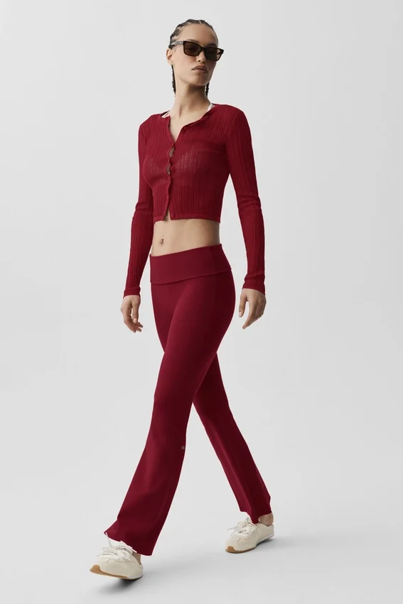 Alo Softsculpt 7/8-Foldover-Flare-Leggings – Summer Romance Red