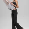 Alo Softsculpt 7/8-Leggings mit umgeschlagenem, ausgestelltem Bein – Schwarz