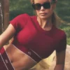 Alo Softsculpt Amp It up Kurzarm-BH – Summer Romance Red