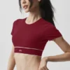 Alo Softsculpt Amp It up Kurzarm-BH – Summer Romance Red