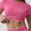 Alo Softsculpt Amp It up Kurzarmshirt-BH – Paradise Pink