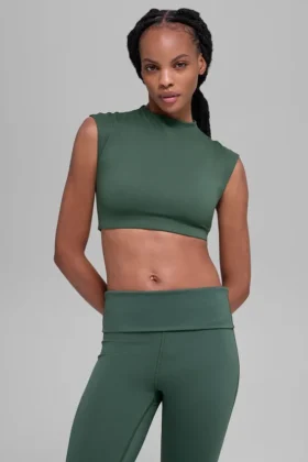 Alo Softsculpt Capped Out Kurzarmshirt – Clover Green